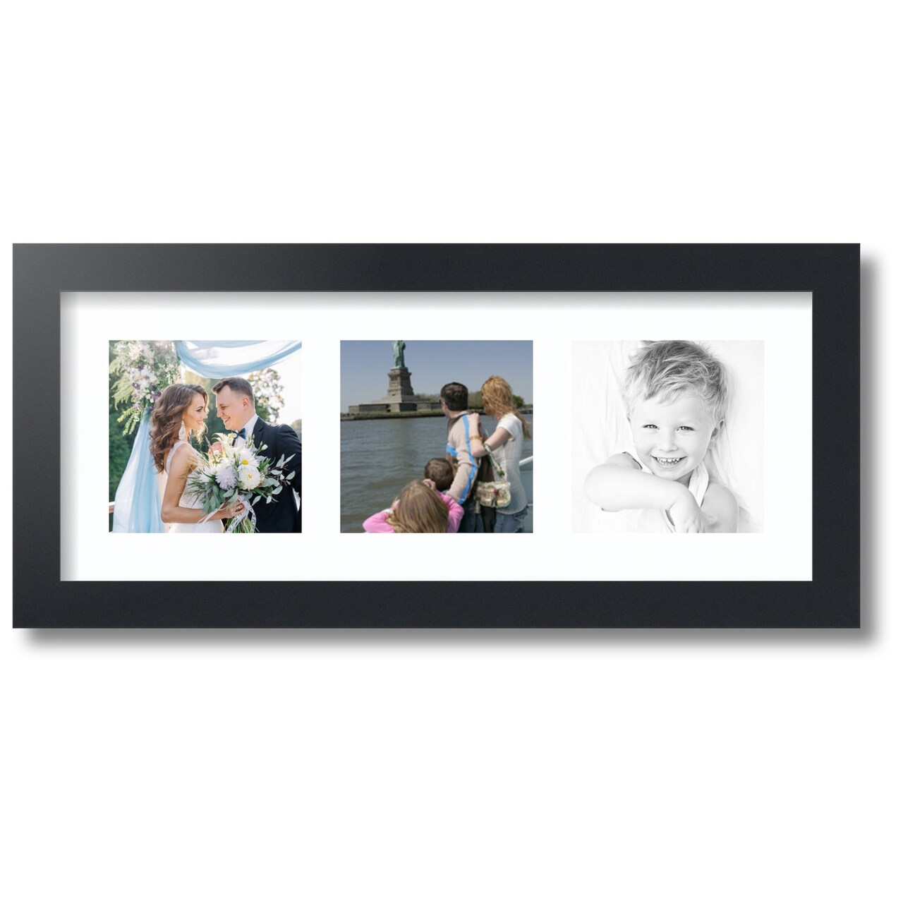 ArtToFrames Collage Photo Picture Frame with 3 - 5x5 inch Openings, Framed in Black with Over 62 Mat Color Options and Regular Glass (CSM-3926-95)